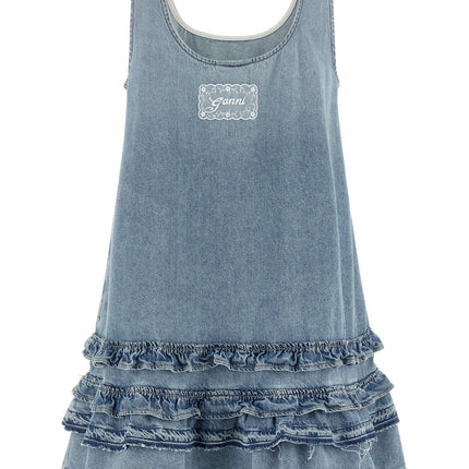 Ganni Blue Organic Cotton Short Dress