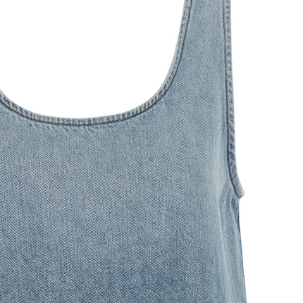 Ganni Blue Organic Cotton Short Dress Ganni