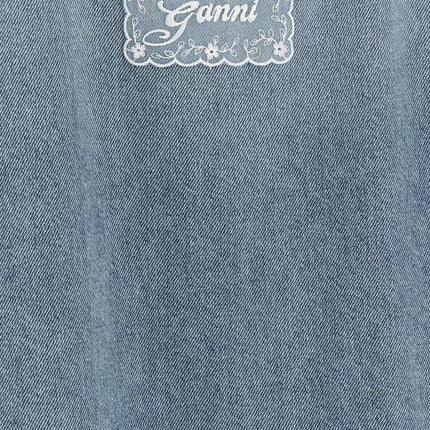 Ganni Blue Organic Cotton Short Dress