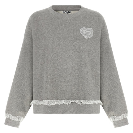 Ganni Gray Organic Cotton Sweatshirt Ganni
