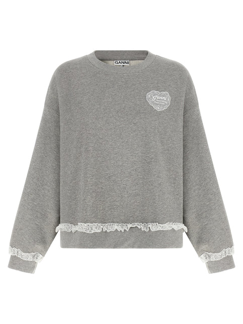 Ganni Gray Organic Cotton Sweatshirt Ganni