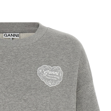 Ganni Gray Organic Cotton Sweatshirt Ganni