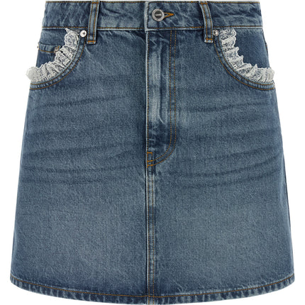 Ganni Blue Cotton Long Skirt Ganni