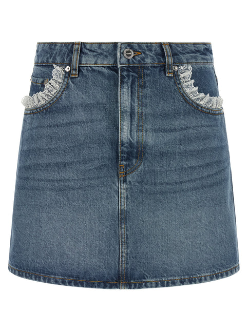 Ganni Blue Cotton Long Skirt Ganni