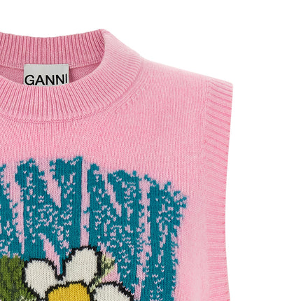 Ganni Multicolor Wool Sleeveles Sweater Ganni