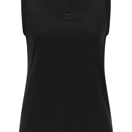 Dolce & Gabbana Black Cotton Sleeveles T-Shirt