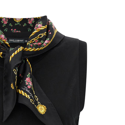 Dolce & Gabbana Black Cotton Sleeveles T-Shirt