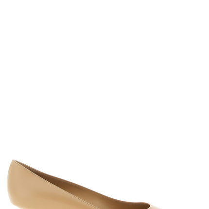 Jimmy Choo Beige Leather Mid Heel Pumps
