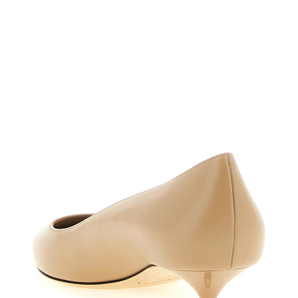Jimmy Choo Beige Leather Mid Heel Pumps