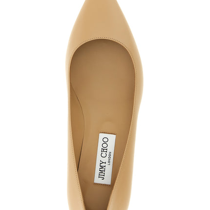 Jimmy Choo Beige Leather Mid Heel Pumps