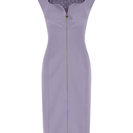 Elisabetta Franchi Purple Polyester Midi Dress
