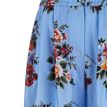 Dolce & Gabbana Blue Silk Casual Pants