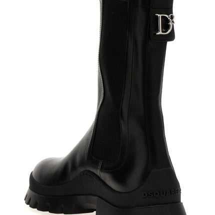 Dsquared² Black Calfskin Ankle Boots