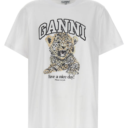 Ganni White Cotton T-Shirt Ganni