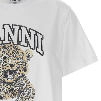 Ganni White Cotton T-Shirt Ganni