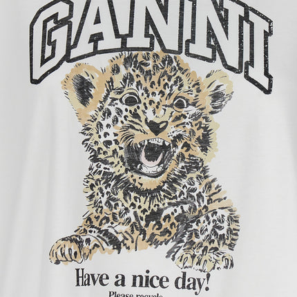 Ganni White Cotton T-Shirt Ganni