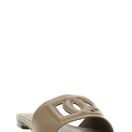 Dolce & Gabbana Gray Calfskin Slides
