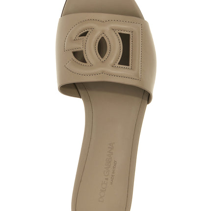 Dolce & Gabbana Gray Calfskin Slides