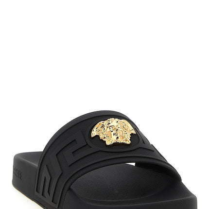 Versace Black Glass Slides