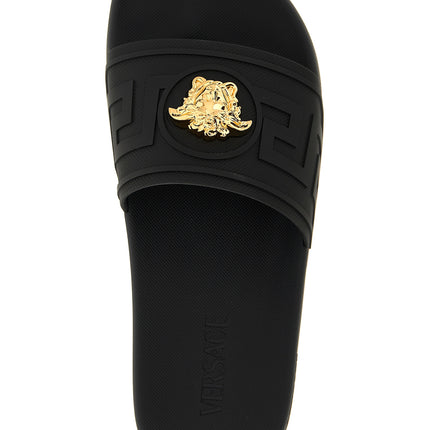 Versace Black Glass Slides