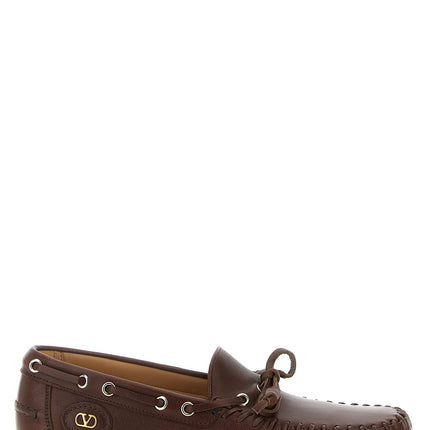 Valentino Garavani Brown Buffalo Leather Moccassin