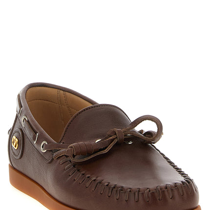 Valentino Garavani Brown Buffalo Leather Moccassin