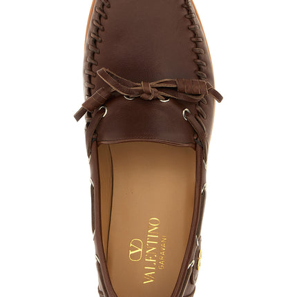 Valentino Garavani Brown Buffalo Leather Moccassin