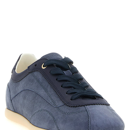 Brunello Cucinelli Blue Calfskin Low Top Sneakers