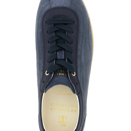Brunello Cucinelli Blue Calfskin Low Top Sneakers