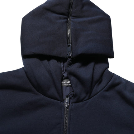 Dolce & Gabbana Black Cotton Full Zip Hooded Bomber Jacket