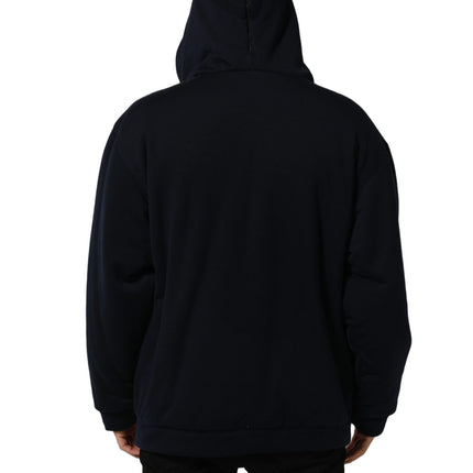 Dolce & Gabbana Black Cotton Full Zip Hooded Bomber Jacket