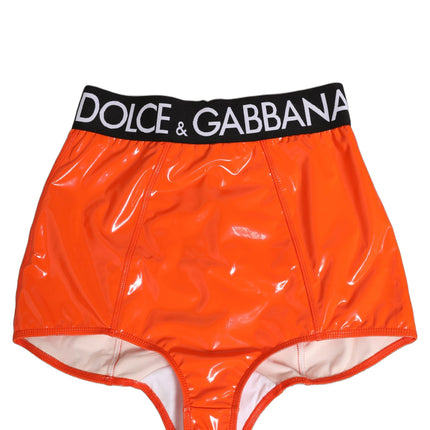 Dolce & Gabbana Orange Polyester Logo High Waist Girdle Underwear