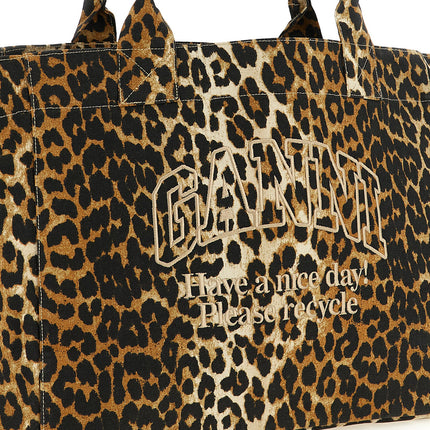 Ganni Brown Recycled Cotton Tote Bag