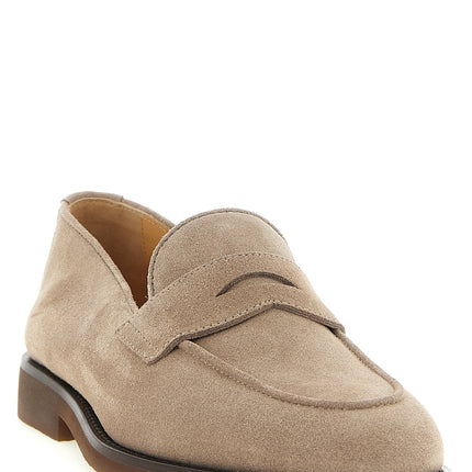 Brunello Cucinelli Gray Calfskin Slip-On Loafers