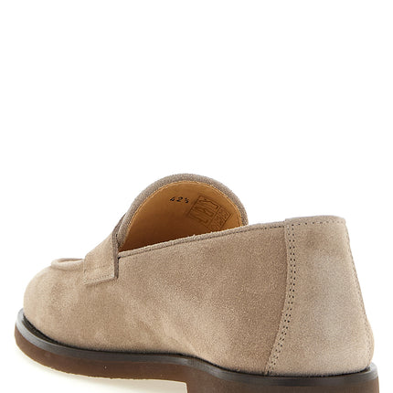 Brunello Cucinelli Gray Calfskin Slip-On Loafers