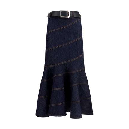 Self-Portrait Blue Denim Skirt