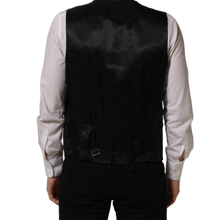 Dolce & Gabbana Black Wool Stretch Waistcoat Formal Vest
