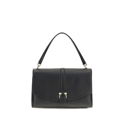 Ferragamo Black Calf Leather Bos Taurus Shoulder Bag