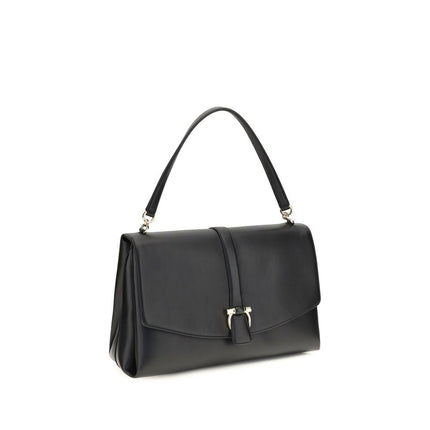 Ferragamo Black Calf Leather Bos Taurus Shoulder Bag