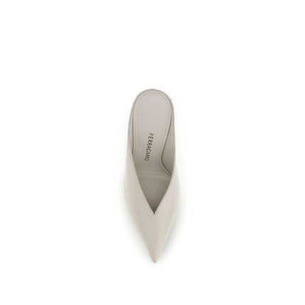 Ferragamo Beige Calf Leather Bos Taurus Mules