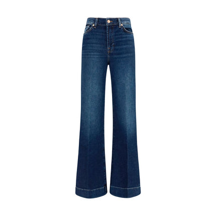 7FOR Blue Cotton Flared Jeans