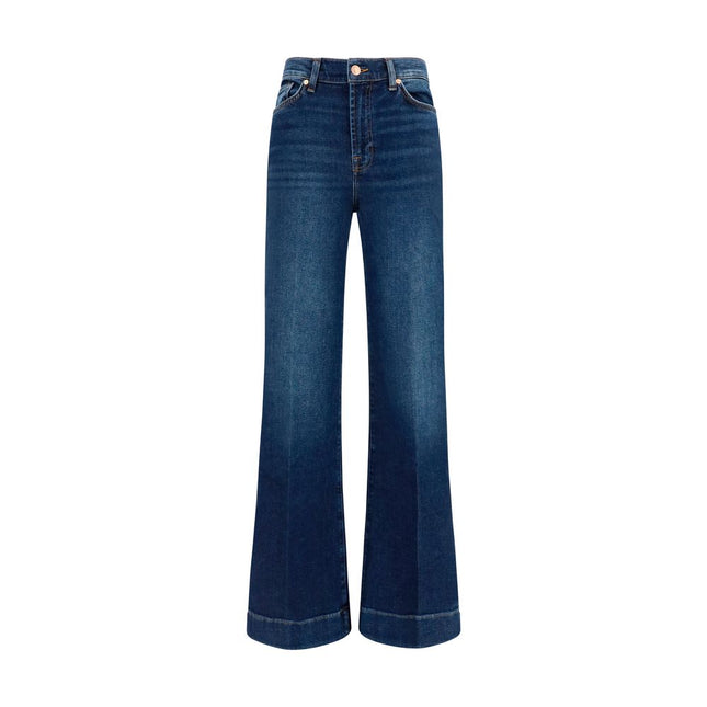 7FOR Blue Cotton Flared Jeans
