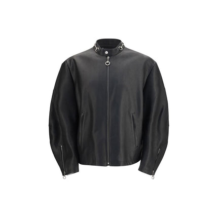 Gucci Black Calf Leather Bos Taurus Biker Jacket