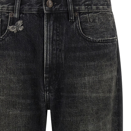 R13 Black Cotton Straight-Leg Jeans