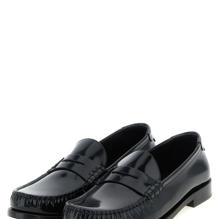 Saint Laurent Black Calfskin Slip-On Loafers