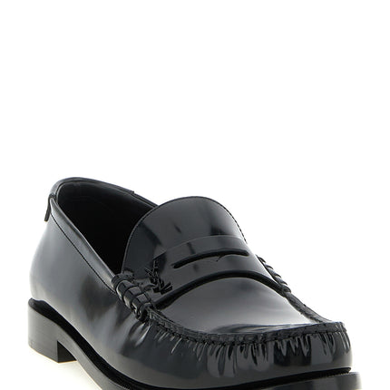 Saint Laurent Black Calfskin Slip-On Loafers