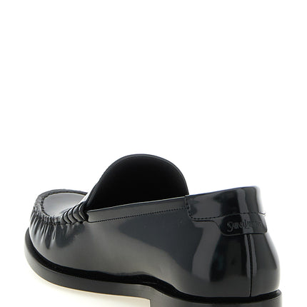 Saint Laurent Black Calfskin Slip-On Loafers