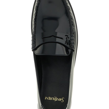 Saint Laurent Black Calfskin Slip-On Loafers