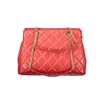Mario Valentino Rosso Polyurethane Women's Bag with Chain and Zip Closure