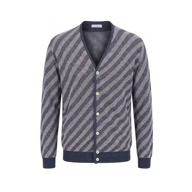 Malo Blue Linen Men Cardigan